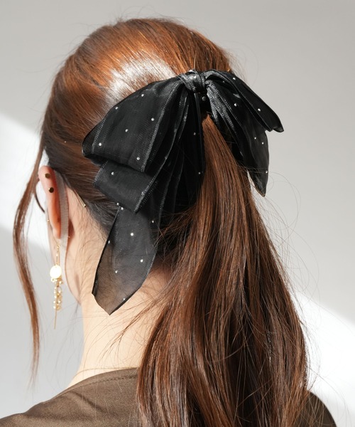 Port（ポート） ヘアクリップ 「 」 シフォン ビッグリボン ビジュー