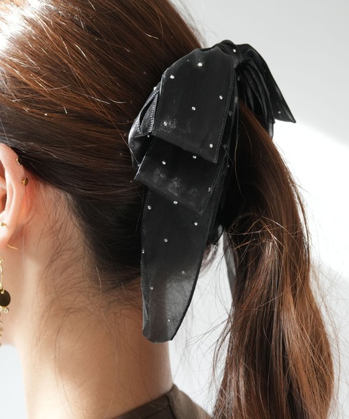 Port（ポート） ヘアクリップ 「 」 シフォン ビッグリボン ビジュー