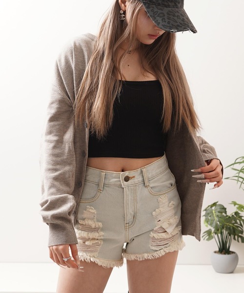 カーディガン クロップド クルーネック / Cropped crew neck cardigan