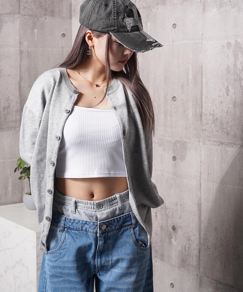 最終値下げ　Hリネンクロップドクルーネックカーディガン カーディガン クロップド クルーネック / Cropped crew neck cardigan