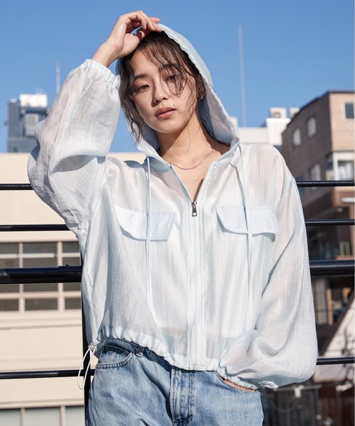 完売品　UVカット2wayシアーブルゾン　ホワイト OFROOM ブルゾン アウター UV Cut Sheer Short Blouson｜UVカット