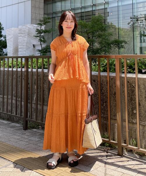 スカート 「セットアップ可」ティアードロングスカートの画像