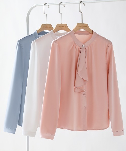 「COCOMOMO」 長袖ブラウス L ブルー レディース_画像8