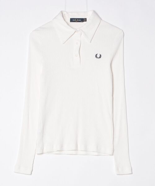 FRED PERRYフレッドペリー 長袖ポロシャツ　レディース　M ホワイト　白 FRED PERRY（フレッドペリー） 長袖ポロシャツ 10 ホワイト レディース