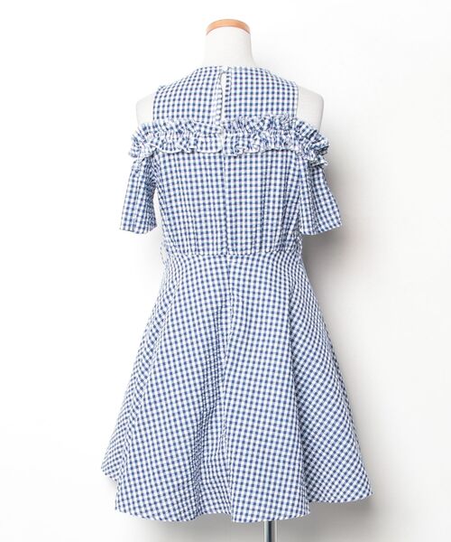 「RINASCIMENTO」 チェック柄半袖ワンピース X-SMALL ネイビー レディース_画像2