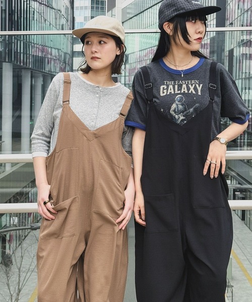 niko and…（ニコアンド） オーバーオール LARGE ブラック レディース