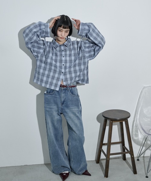 「THE YOn」 長袖シャツ FREE サックスブルー レディース_画像7