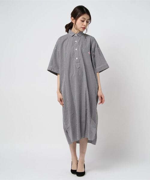 DANTON ダントン半袖ロングシャツワンピース ブラック Danton（ダントン） シャツワンピース 36 ブラック レディース