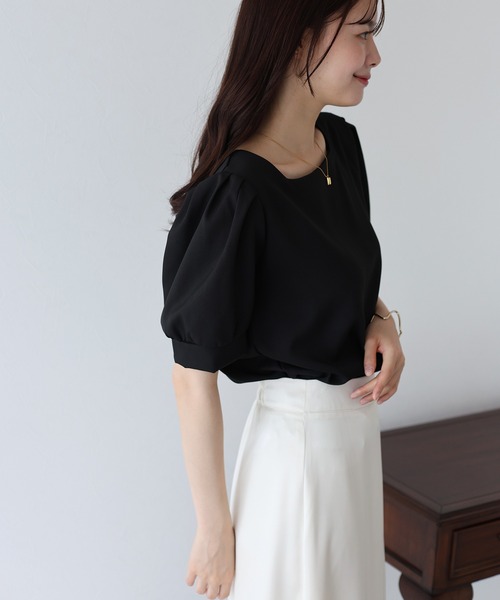 「BLUEEAST」 半袖ブラウス MEDIUM ブラック レディース_画像5
