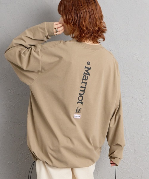 Marmot Tシャツ バックロゴ ユニセックス Marmot（マーモット） tシャツ 別注 バーティカルロゴ バックプリント