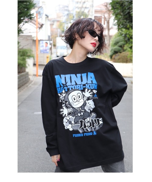 tシャツ 忍者ハットリくん ロングスリーブTシャツ(ござるブラック