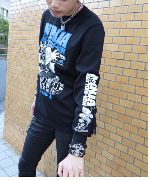 tシャツ 忍者ハットリくん ロングスリーブTシャツ(ござるブラック