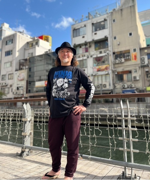 tシャツ 忍者ハットリくん ロングスリーブTシャツ(ござるブラック
