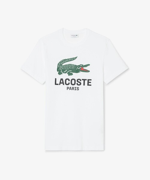 LACOSTE ラコステ ビッグロゴ Tシャツ ホワイト LACOSTE（ラコステ） tシャツ ビッグワニロゴプリントTシャツ メンズ