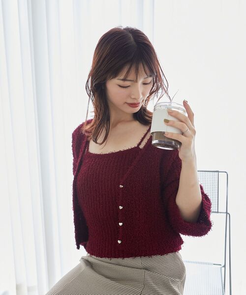 「MAJESTIC LEGON」 ニットアンサンブル MEDIUM ピンク レディース_画像3