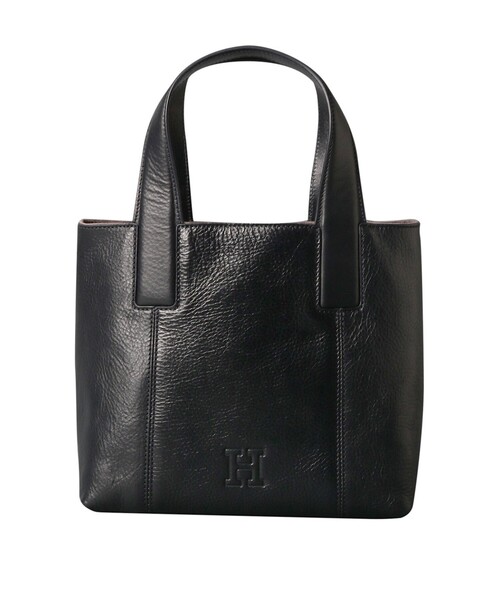 美品✨ヒロフ ハンドバッグ トートバッグ 本革 レザー Hロゴ 型押し ブラック HIROFU ヒロフ ハンドバッグ ブラック Hロゴ レザー 手提げ 【公式通販】