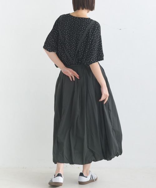 OMNES（ファッション） スカート 綿サテンガーゼ 吊り紐付き2重
