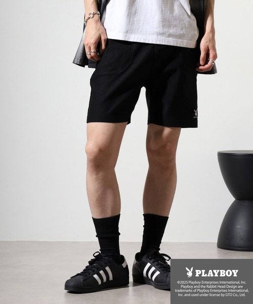 Supreme × Playboy ショートパンツ 即日発送 PLAYBOY パンツ スーパーストレッチ ハーフパンツ メンズ