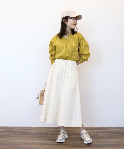 JNHearts　ストライプ　Vネック　シャツ　プルオーバー　ブラウス　コットン JNHearts ストライプ Vネック シャツ プルオーバー ブラウス