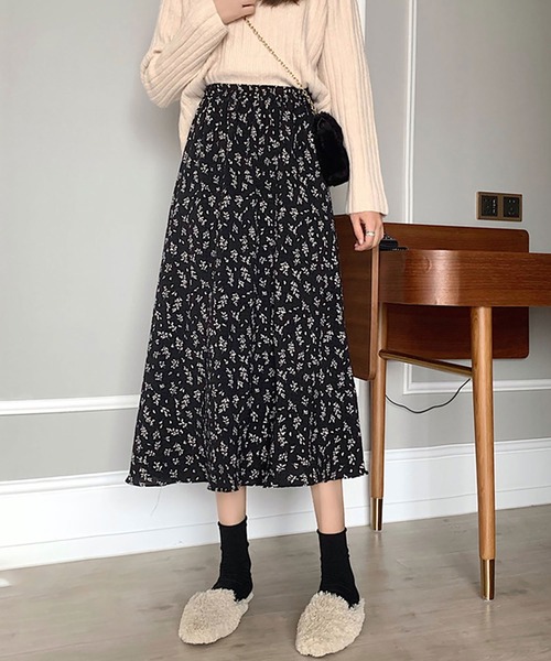 NinaetLina（ニナエリナ） スカート 小花柄Aラインフレアスカート