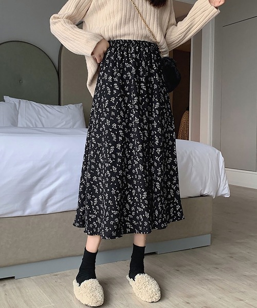 poff タイトスカート 小花柄 花柄ボアミニスカート [M4134] | SALE！ - レディースファッション通販