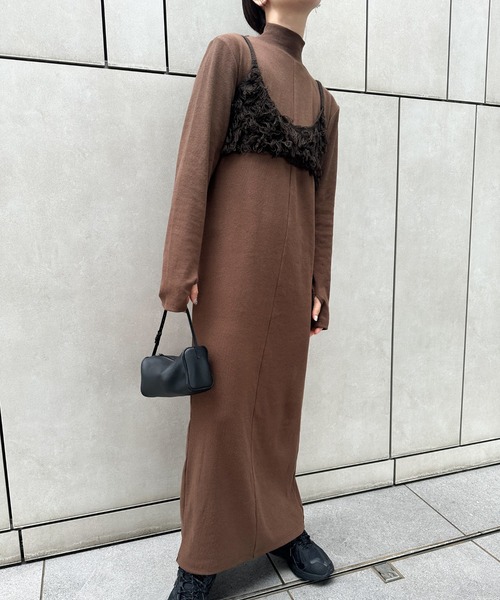 ワンピース フィンガースリーブプチハイリブワンピース「スタイル