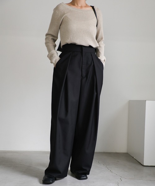 select MOCA（セレクトモカ） スラックス パンツ ディープタックワイド