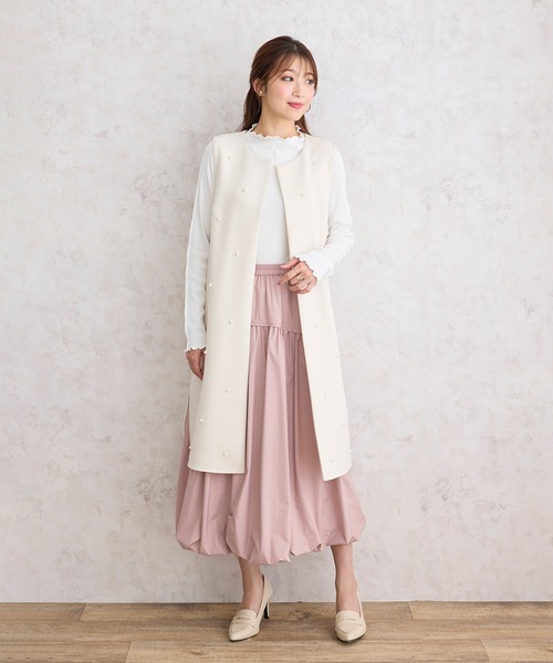 Rose Tiara ベスト ジレ パールロングジレ レディース
