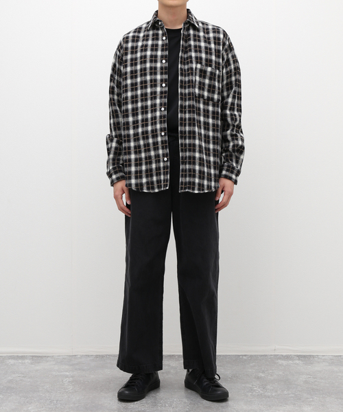 ヴィンテージ ネルシャツ ブロックチェック USA製 TRAILS END 白黒 B.C STOCK（ベーセーストック） シャツ ネルチェックシャツ メンズ