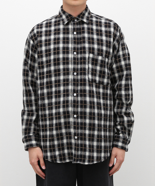 FCRB ブリストル ネルシャツ L 黒白 チェック スター柄 645 FCRB ブリストル ネルシャツ L 黒白 チェック スター柄 645