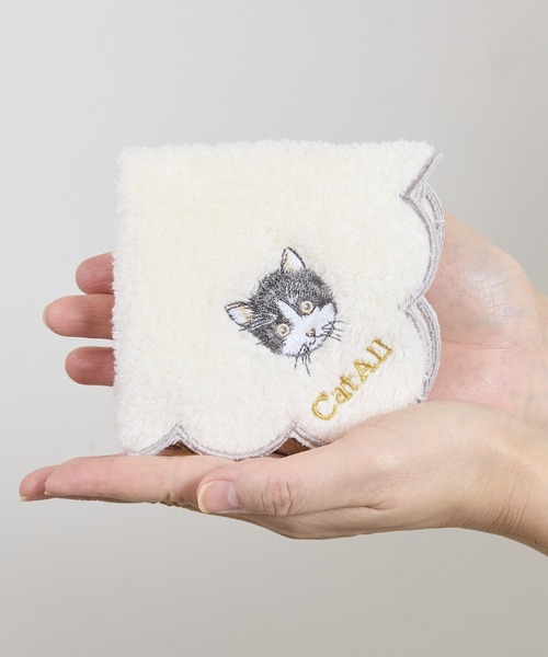 nicott（ニコット） ハンカチ NC:カワムラオリエ CAT ALL ネコ刺繍