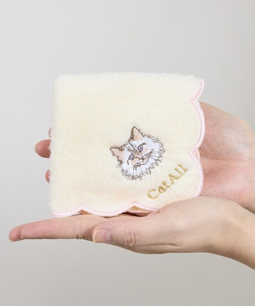 nicott（ニコット） ハンカチ NC:カワムラオリエ CAT ALL ネコ刺繍