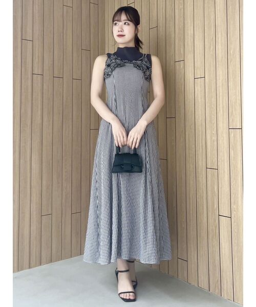 dazzlin♡ワンピース dazzlin ドットギャザータフタワンピース（ブラウン