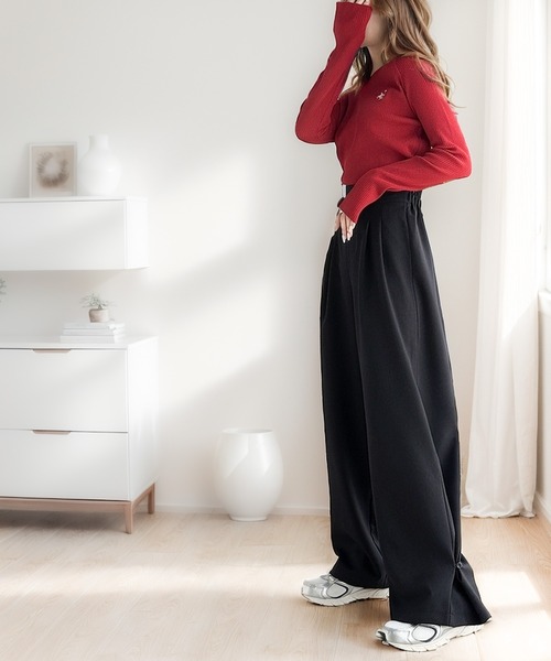 classicalelf パンツ 美脚魅せが叶う。2way裾フック付きダブル classicalelf パンツ 美脚魅せが叶う。2way裾フック付きダブル