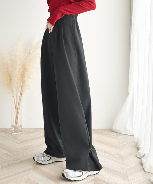 BOTTEGA ボッテガ　レディース タック　ワイドワークパンツ　40 classicalelf パンツ 美脚魅せが叶う。2way裾フック付きダブル