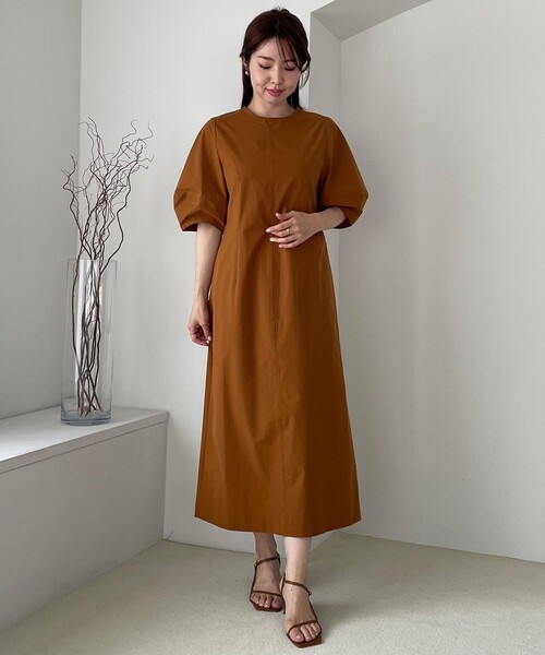 XL 【接触冷感/UVケア/撥水】FINE MOVE ランタンスリーブワンピース UNFILO ワンピース 「接触冷感/UVケア/撥水」FINE MOVE ランタン