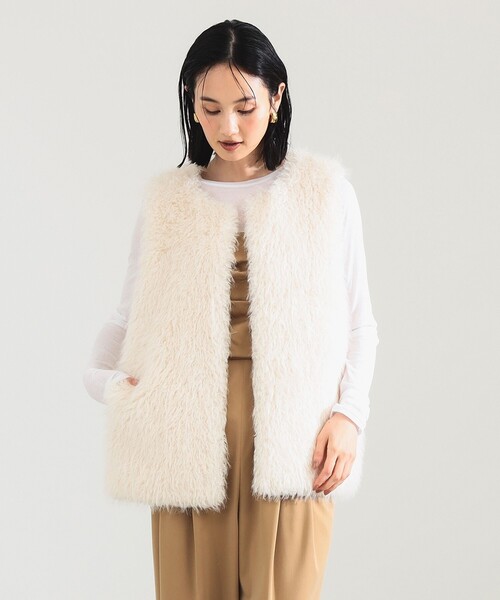 Demi-Luxe BEAMS ベスト ジレ ウェイビー フェイクファー