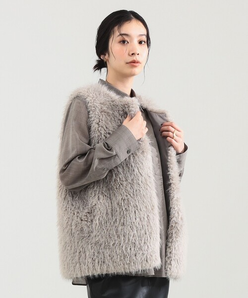 値下げしました！お得！bow-a フェイクファーベスト　クリーム Demi-Luxe BEAMS（デミルクス ビームス） ベスト ジレ 「1/1値下げ