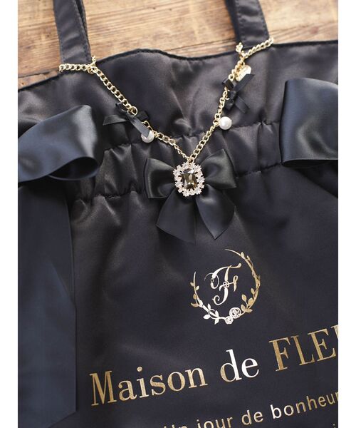 Maison de FLEUR チャーム ビジューリボンパールバッグチャーム