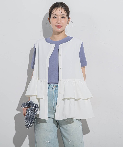 【セットアップ対応】ティアードペプラムタンク≪手洗い可能≫ VICKY ブラウス シャツ 「セットアップ対応」ティアードペプラム