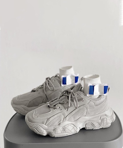 shoes365 スニーカー 「shoes365」パッチワーク凹凸感厚底スニーカー