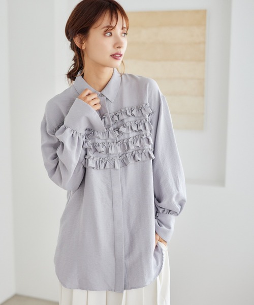 mysty woman シャツ ブラウス フリルビスチェシャツ 246427 レディース 