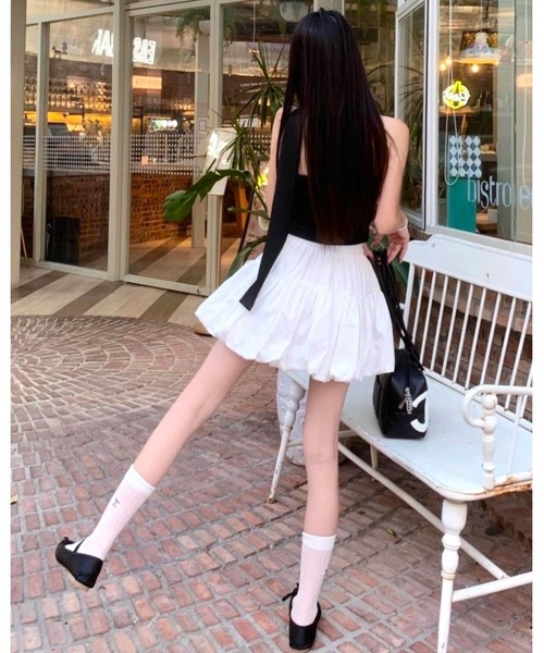 FUNdaysion スカート リボンギャザーミニバルーンスカート : ZOZOTOWN