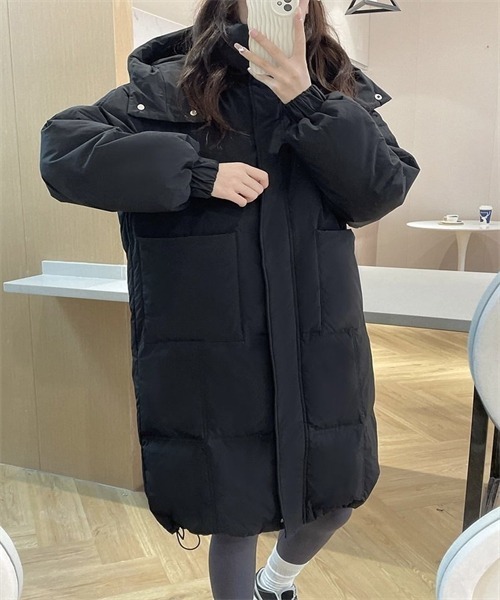 最終値下げ　美シルエット　ビジュー付きフード ロングダウンジャケット FREE STYLISTS ダウンコート ダウンジャケット フード付き