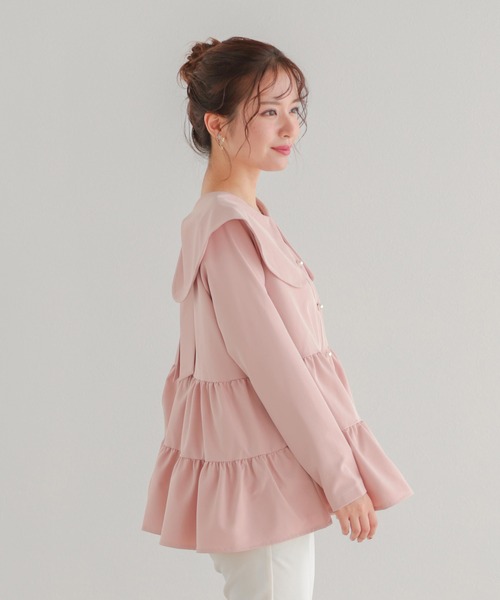 Fit more（フィットモア） ブラウス シャツ バックリボンカラーパール