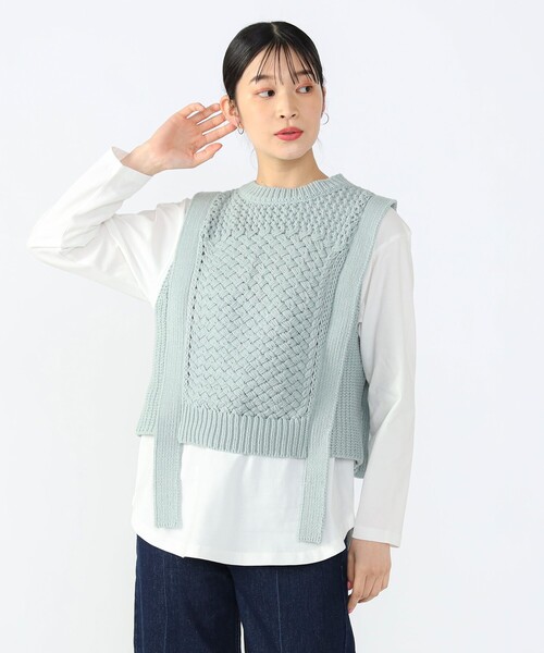 BEAMS HEART ニット セーター インナー付き バスケット編み