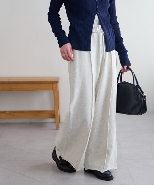 DISCOAT 裏毛センタープレスワイドパンツ 裏毛センタープレスワイドパンツ（その他パンツ）｜DISCOAT