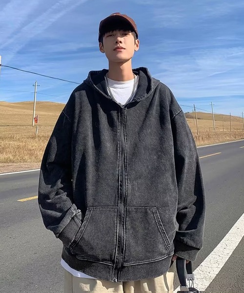 B.R.U パーカー ヴィンテージ風 ピグメントフードパーカー メンズ