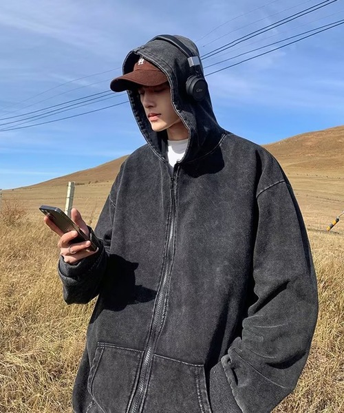 B.R.U パーカー ヴィンテージ風 ピグメントフードパーカー メンズ