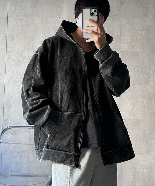 B.R.U パーカー ヴィンテージ風 ピグメントフードパーカー メンズ